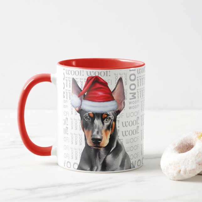 Taza Cute Doberman Pinscher Lover Christmas Holiday (Con donut)