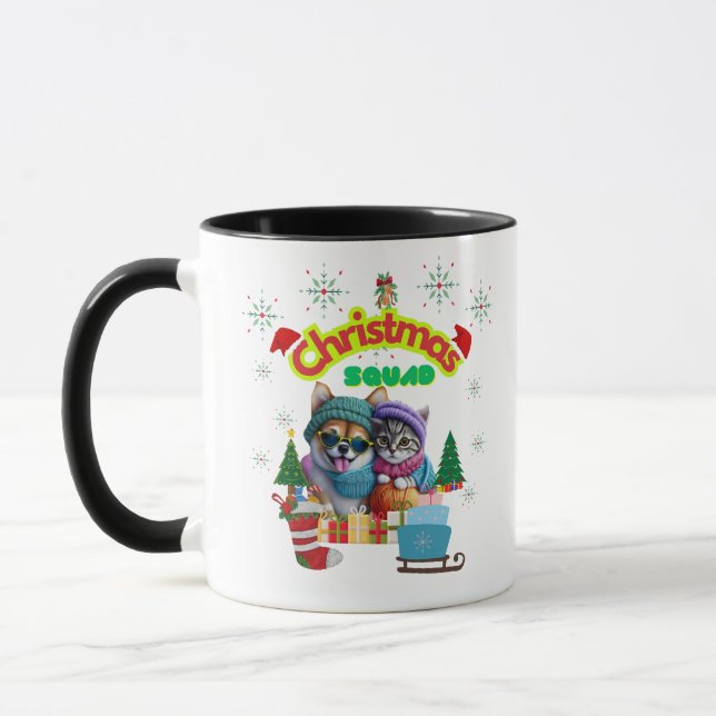Taza Cute dog and cat Christmas squad design  (Izquierda)