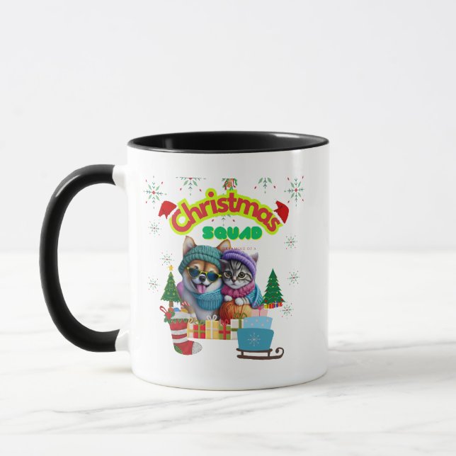 Taza Cute dog and cat Christmas squad design  (Izquierda)