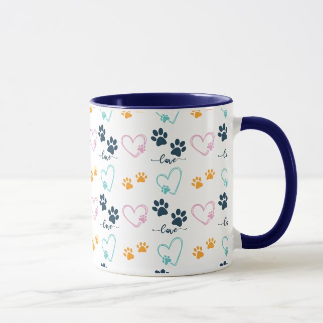 Taza Cute Dog Lover Paw Prints (Derecha)