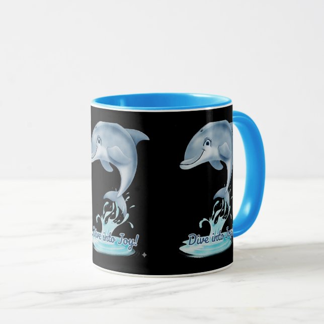 Taza Cute Dolphin Mug – Dive into Joy | Retro Ocean Aes (Anverso derecho)