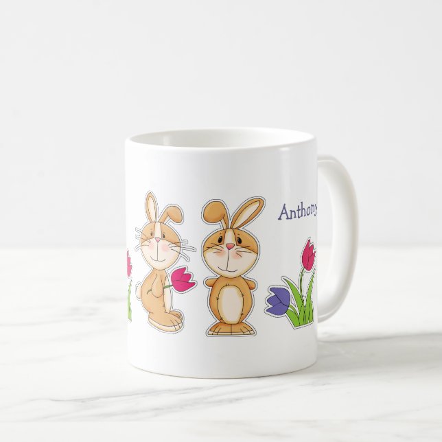 Taza Cute Easter Bunnies Nombre Personalizado Regalo de (Anverso derecho)