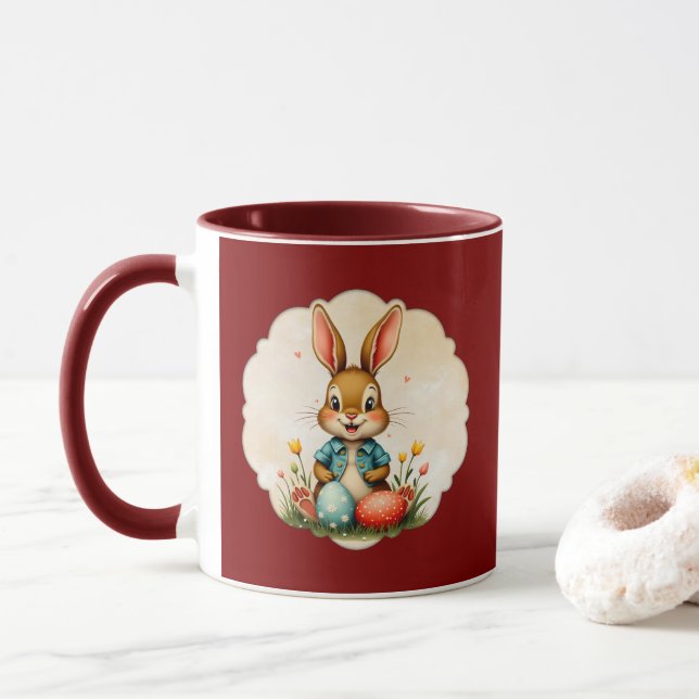 Taza Cute Easter Bunny – Soft Frame - caneca (Con donut)
