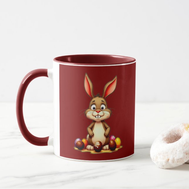 Taza Cute Easter Bunny with Chocolate Eggs - caneca (Con donut)