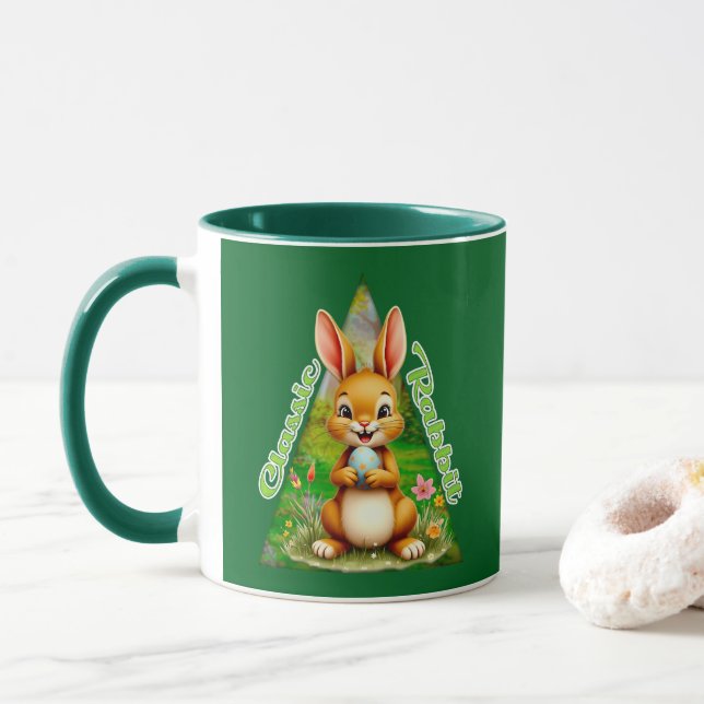 Taza Cute Easter Bunny with Colorful Eggs - caneca (Con donut)