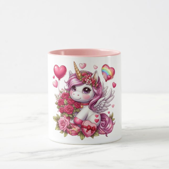 Taza Cute El día de San Valentín unicorn (Centro)