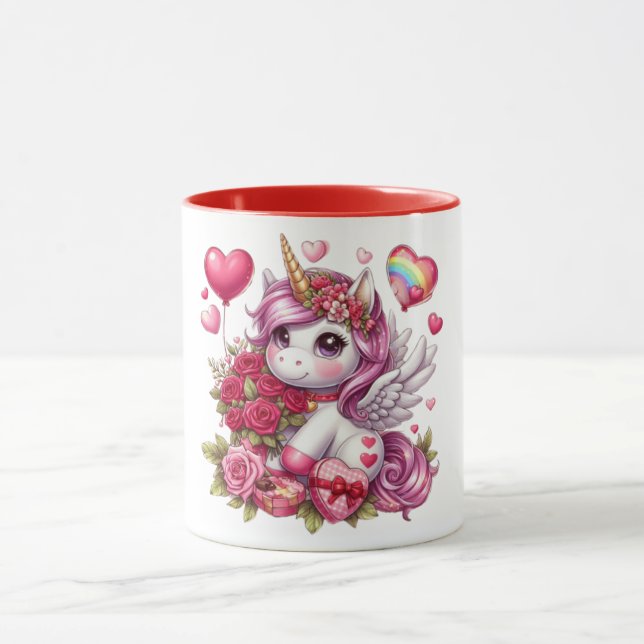 Taza Cute El día de San Valentín unicorn (Centro)