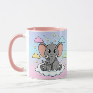 Taza Cute Elephant on Cloud - I'm Ele-Fun-t Pun