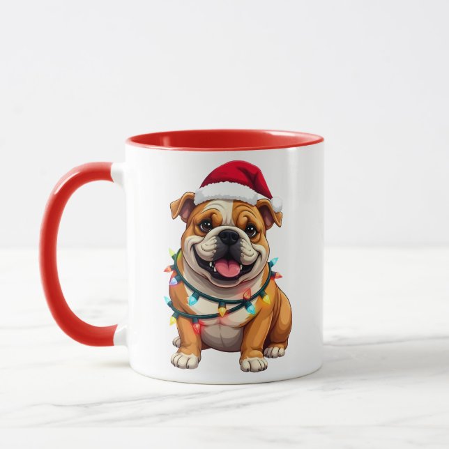 Taza Cute English Bulldog Christmas Santa Pet Dog Lover (Izquierda)
