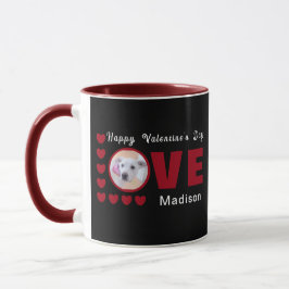 Taza Cute Feliz Día de San Valentín Perro Corazones de