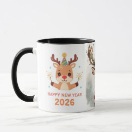 Taza cute festive deer happy new year 2026 coffee mug