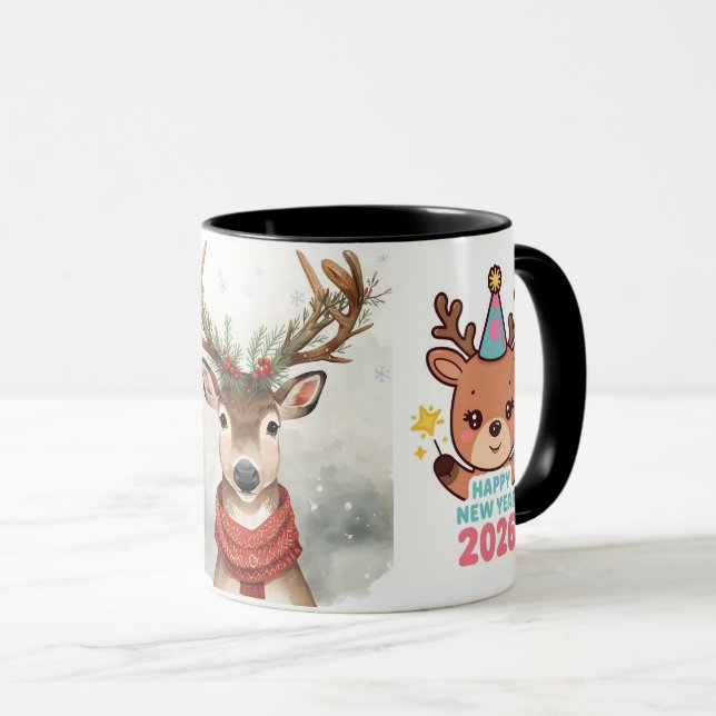 Taza cute festive deer happy new year 2026 coffee mug (Anverso derecho)