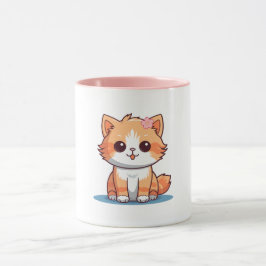 Taza Cute Floral Cat Mug – Soft Pastel Aesthetic Kitten