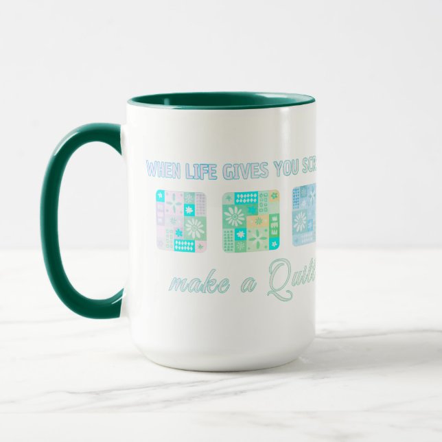 Taza Cute & Floral Patchwork Pattern in Green Colours (Izquierda)