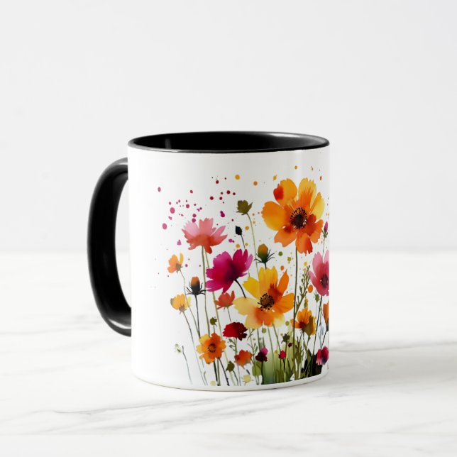 Taza Cute forest wildlife and spring flowers coffee mug (Anverso izquierdo)