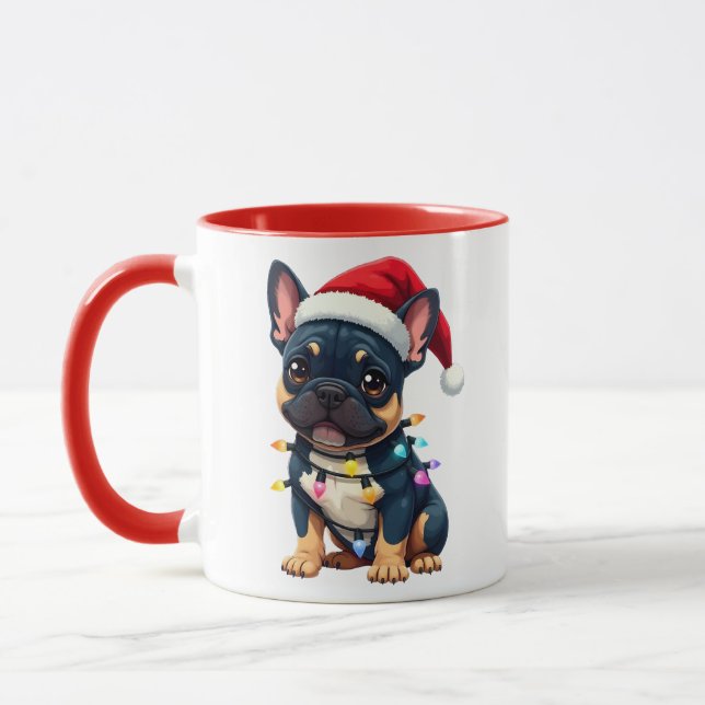 Taza Cute French Bulldog Christmas Santa Pet Dog Lover  (Izquierda)