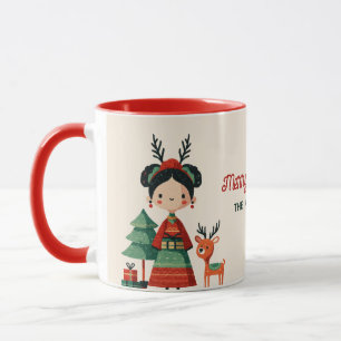 Taza Cute Frida Kahlo Retro Feliz nombre de Navidad