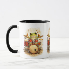 Taza Cute Frog Drummer - Funny Animal Music Mug