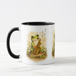 Taza Cute Frog Saxophone Mug – Adorable Music Frog