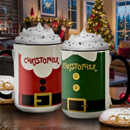 Taza Cute Funny Personalized Name Christmas Kids Santa 