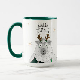 Taza Cute Funny Reindeer Sheep 'Baaah Humbug' Pun Fun