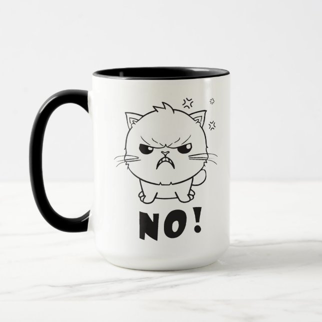 Taza Cute gato enojado silbando No. (Izquierda)