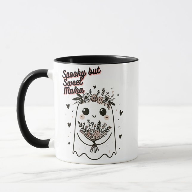 Taza Cute Ghost Mom – Spooky Sweet Mother's Day Art (Izquierda)
