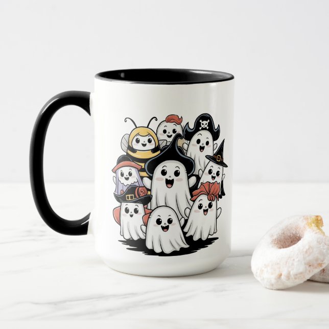 Taza Cute Ghostly Mug Spooky Coffee Brew (Con donut)