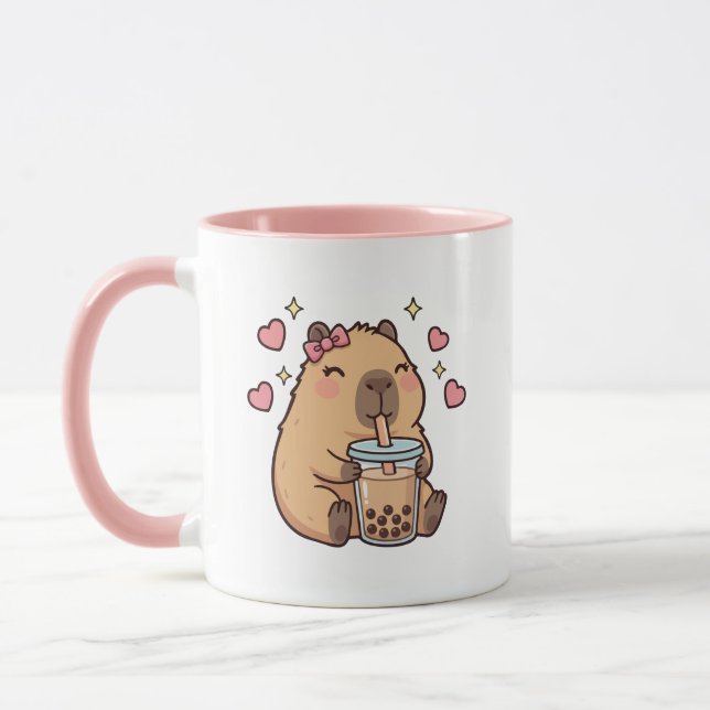 Taza Cute Girls Capybara Ramen Kawaii Tea Kawaii Capy  (Izquierda)
