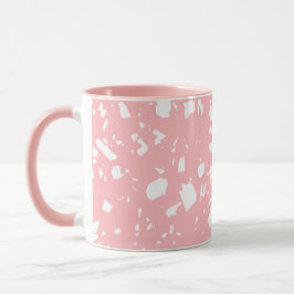 Taza Cute Girly Pastel Blanco Rosa Abstracto Terrazzo