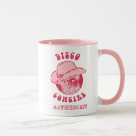 Taza Cute Girly Pink Disco Cowgirl Nombre
