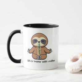 Taza Cute Girly Sloth, la vida es mejor con el café