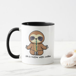 Taza Cute Girly Sloth, la vida es mejor con el café