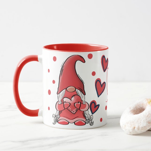 Taza Cute Gnome Couple Love Valentine (Con donut)