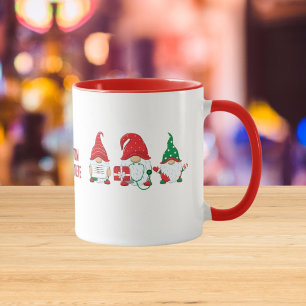 Taza Cute Gnome Navidades de enfermería Fiesta rojo