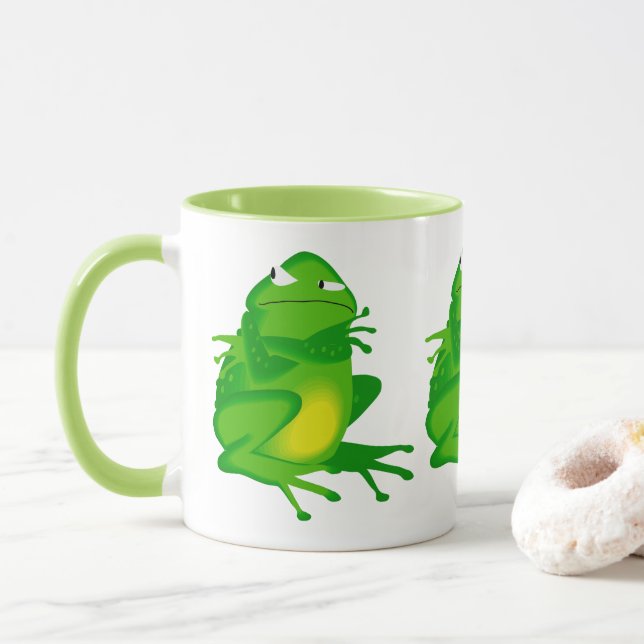 TAZA CUTE GRUMPING GREEN FROG (Con donut)