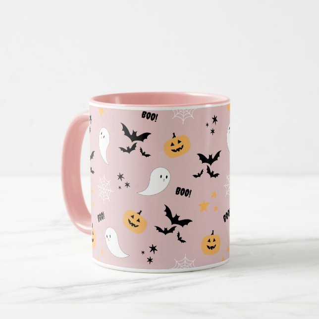 Taza Cute Halloween Boo Rubor Placas rosadas (Anverso izquierdo)