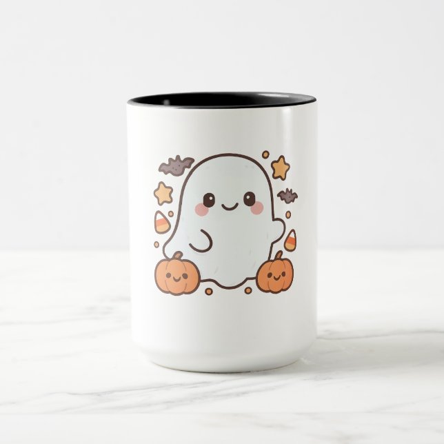Taza Cute Halloween Fantasma Clipart, Fun y Cute Spooky (Centro)