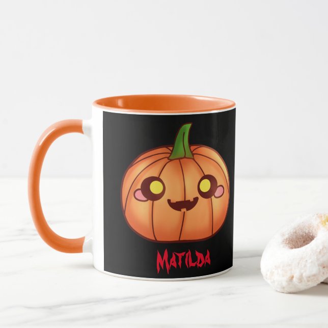 Taza Cute Halloween Jack O Lantern (Con donut)