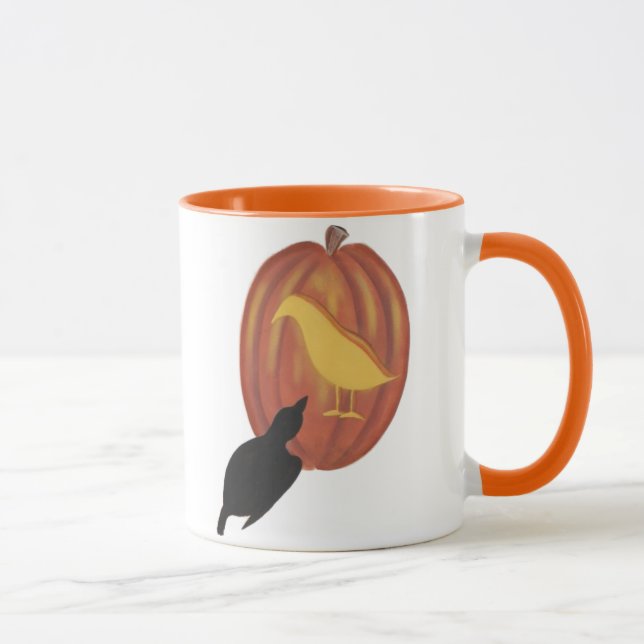 Taza Cute Halloween Jack O'Lantern y Crow (Derecha)