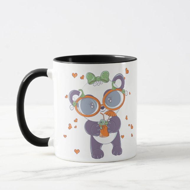 Taza Cute Halloween Panda Eyeball Hearts Halloween Mug (Izquierda)