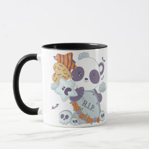 Taza Cute Halloween Panda RIP Grave Skull Halloween Mug