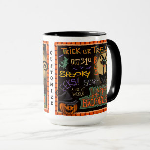 Taza Cute Halloween Spook Cat Personalizable de calabaz