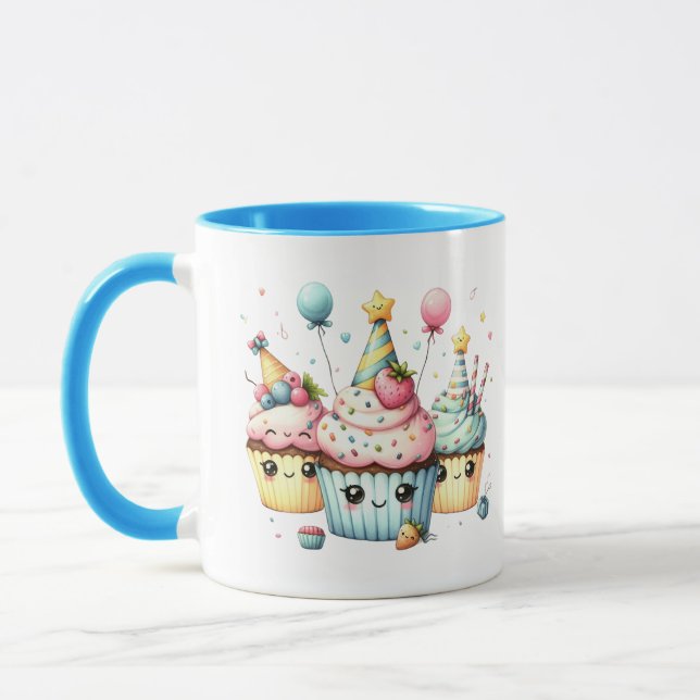Taza Cute Happy Birthday cupakes add name (Izquierda)
