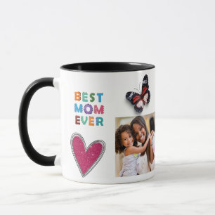 Taza Cute Heart Butterfly Mejor Mamá Foto