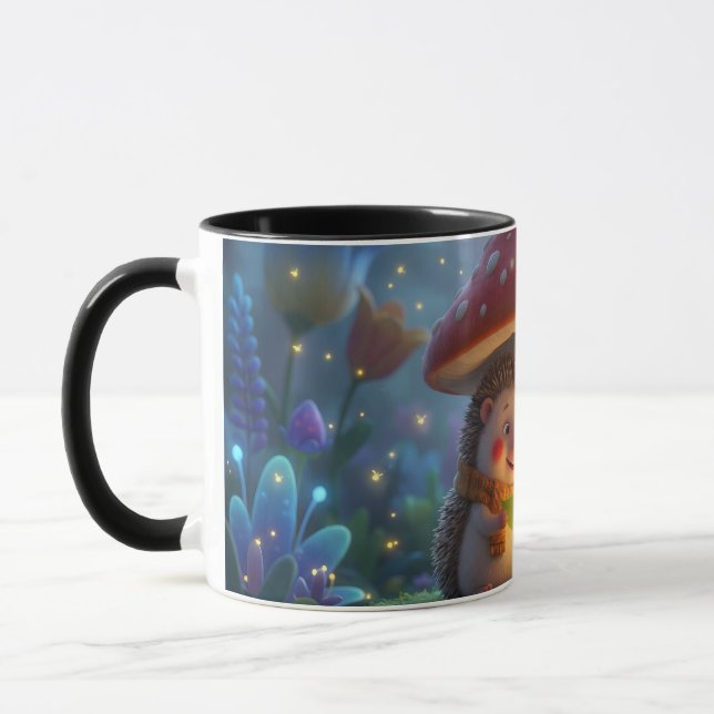 Taza Cute Hedgehog Mushroom Woodland Coffee Mug (Izquierda)