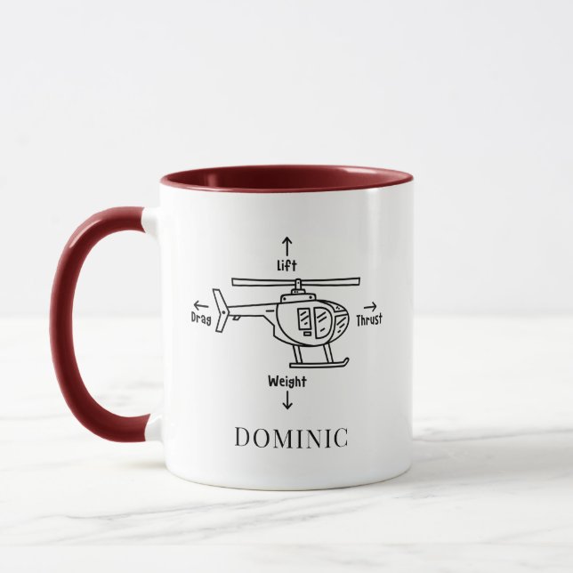 Taza Cute helicóptero Cuatro soldados Ilustracion Doodl (Izquierda)