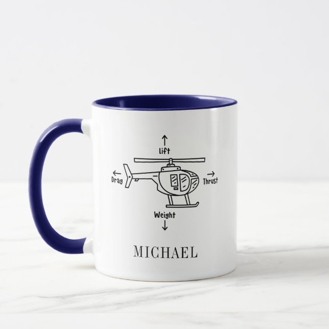 Taza Cute Helicóptero Piloto Regalo de Jubilación Perso (Izquierda)