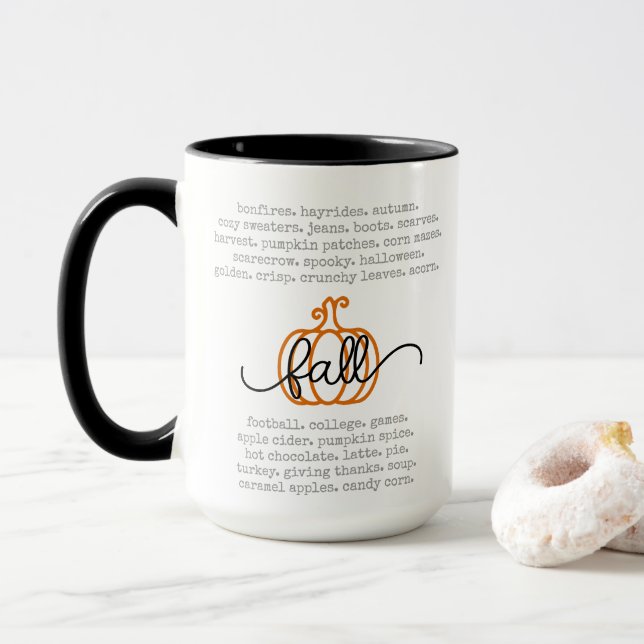 Taza Cute Hello Fall Definition Wormpkin Autumn (Con donut)