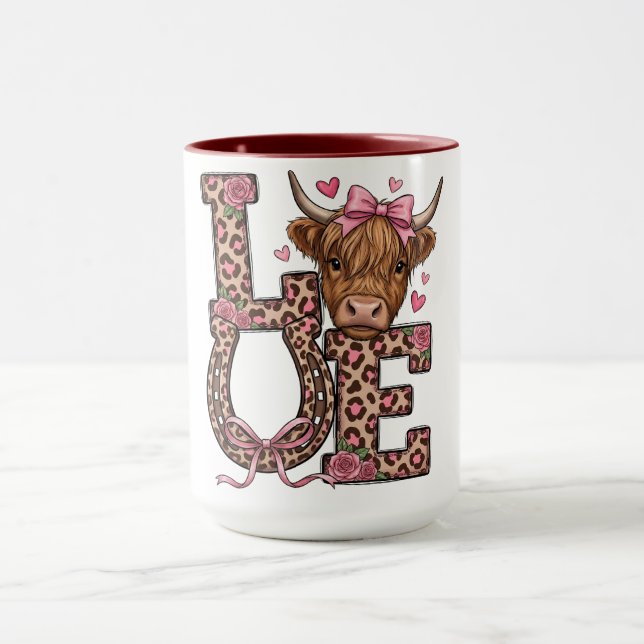 Taza Cute Highland Cow Amor de San Valentín (Centro)